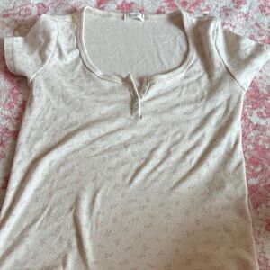 Brandy Melville Cream Floral Skirt